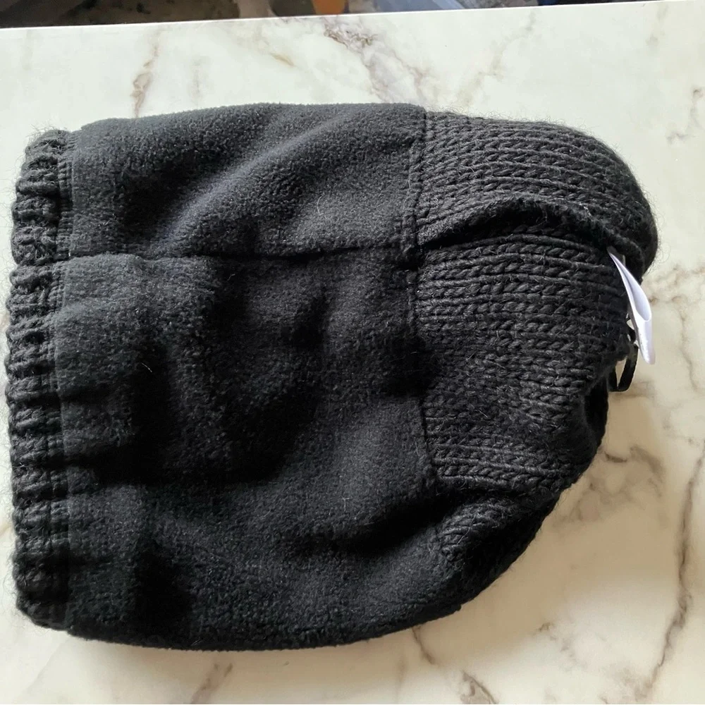 Village House Black Knit‎ Beanie with Faux Fur Pom